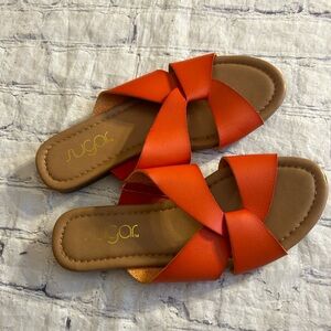 SUGAR OLENA WOMEN’S ORANGE CUSHION FOOTBED CASUAL SANDALS SIZE 6M VEGAN